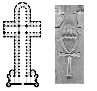 Ely Cathedral (England) and an Egyptian ankh cross.