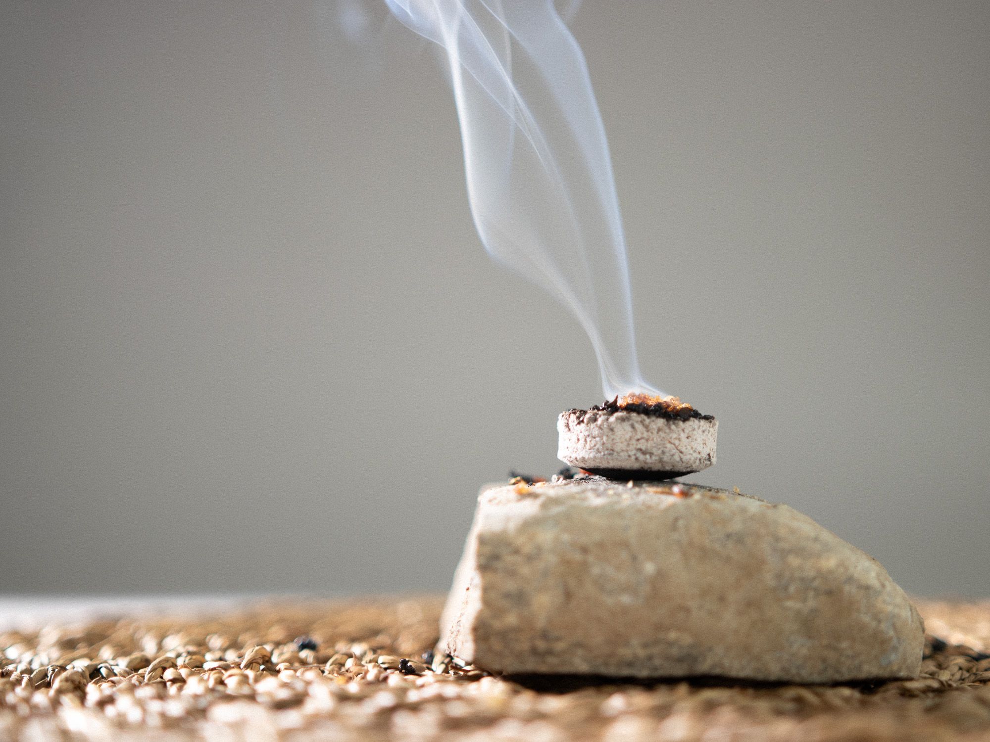 incense burning on a charcoal